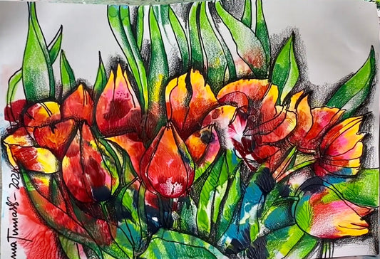 Монотипия. Тюльпаны. Мастеркласс