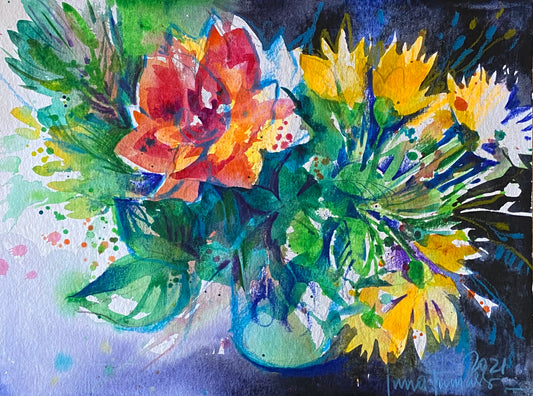 Акваграфика Мастеркласс Букет с розой