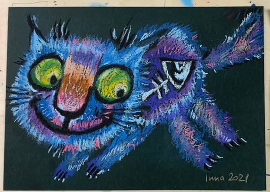 Очень синий кот. Мягкая пастель