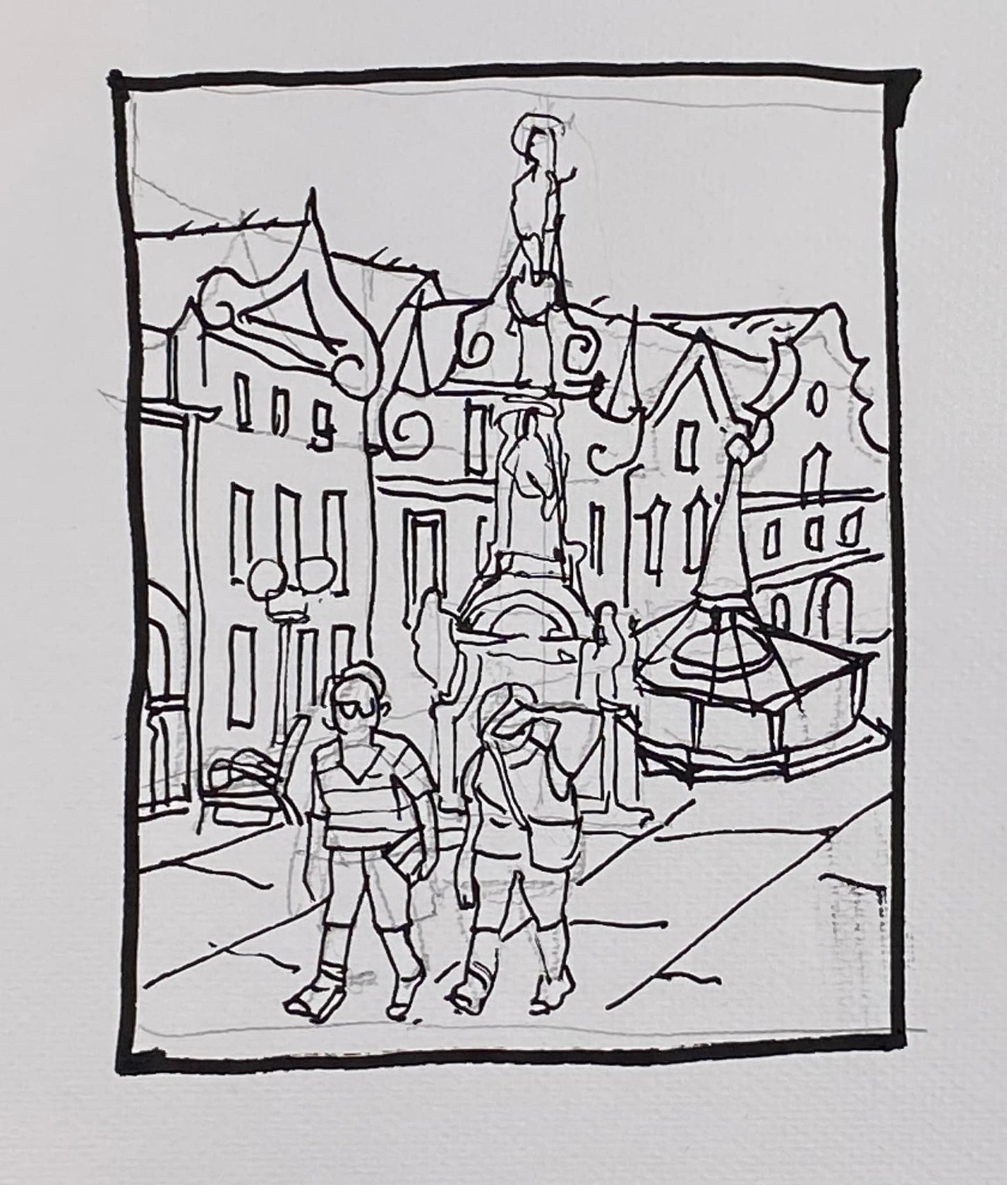 Городской скетчинг. Люди в пейзаже. Минимарафон