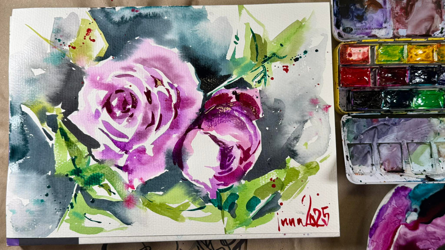 Акварельные розы. Онлайн Арт-курс