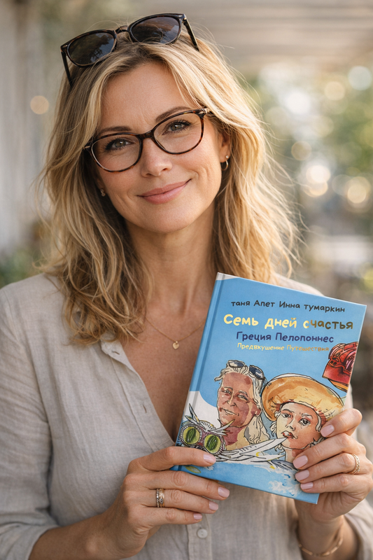 2 платка + книга «7 дней счастья. Греция. Пелопоннес» Авторский арт-проект Тани Арет и Инны Павлечка-Тумаркин