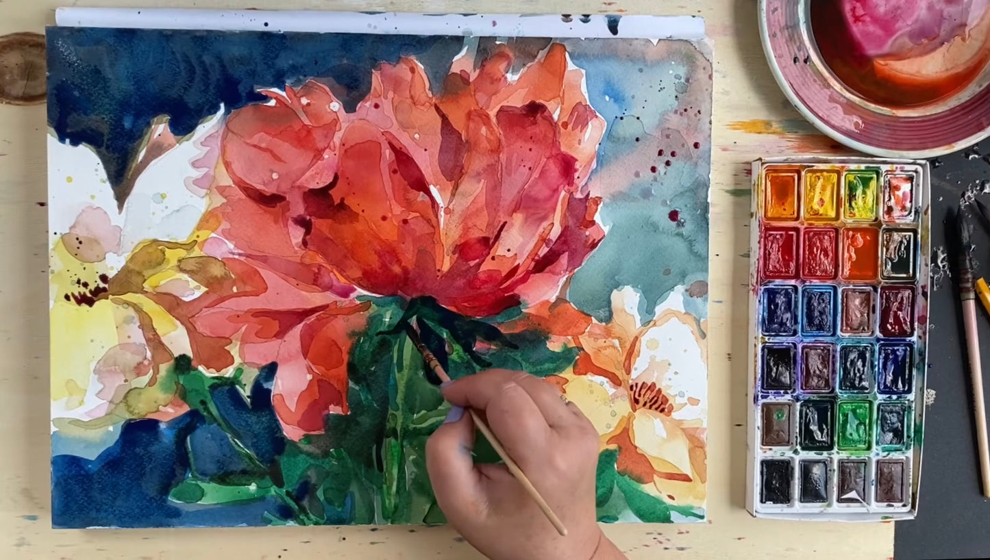 Чистая акварель. Июньские пионы