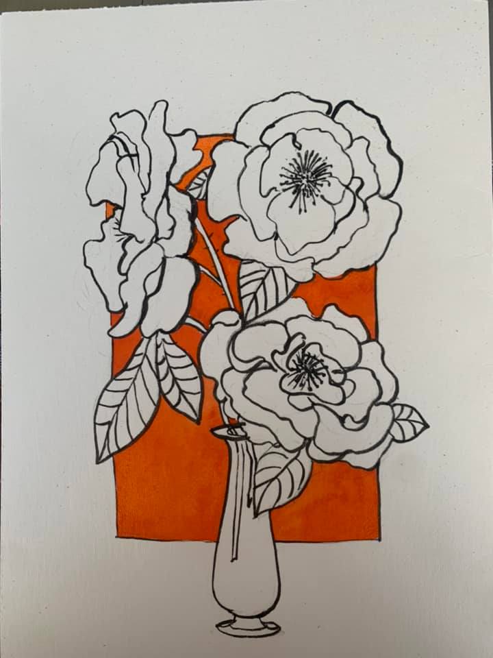 Желтые Итальянские цветы. Скетчинг. Графика. Поп Арт.Мастер-класс