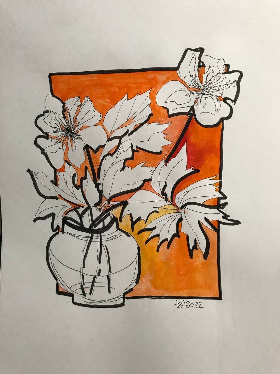 Желтые Итальянские цветы. Скетчинг. Графика. Поп Арт.Мастер-класс