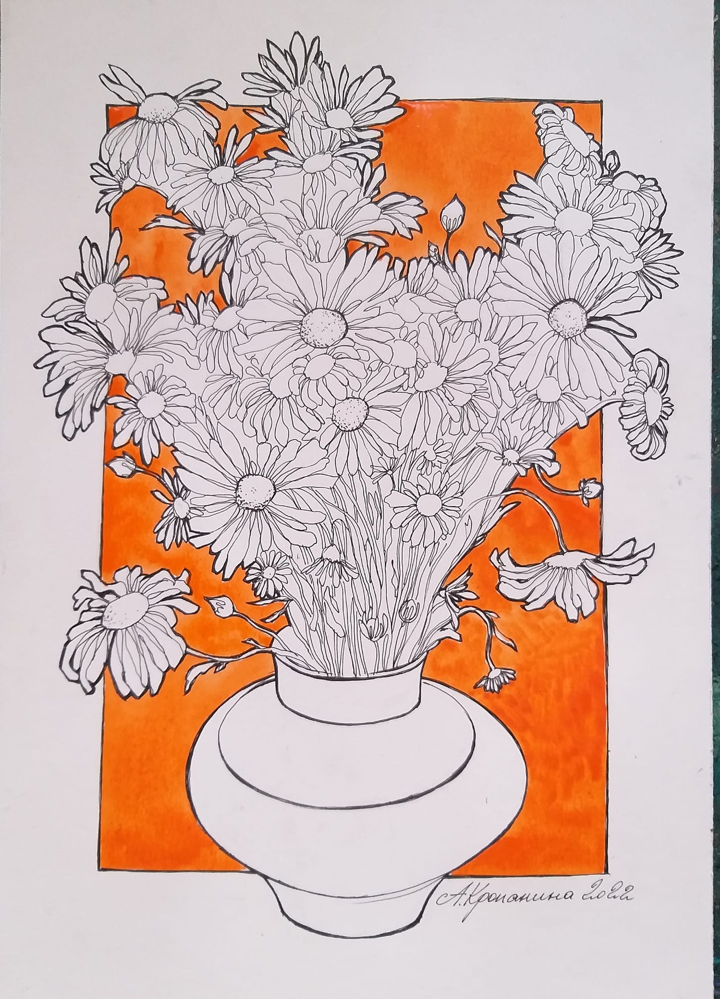 Желтые Итальянские цветы. Скетчинг. Графика. Поп Арт.Мастер-класс