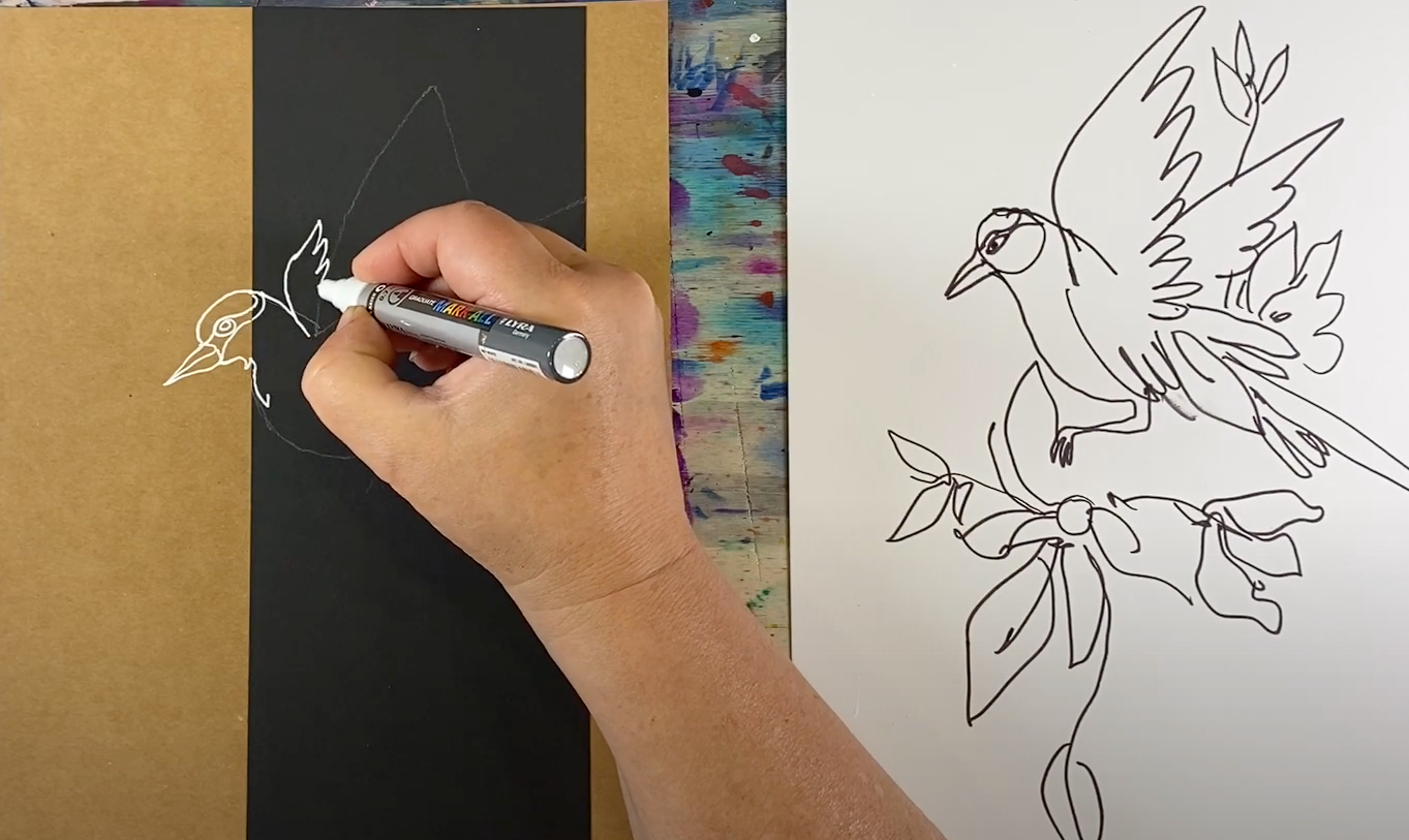 Композиция с птицей. Тема: Скетчинг. Графика. Поп Арт