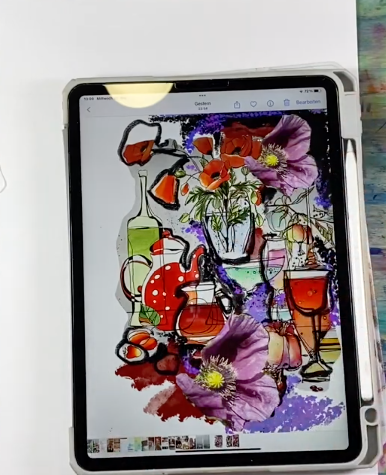 Натюрморт с маками и гранатом