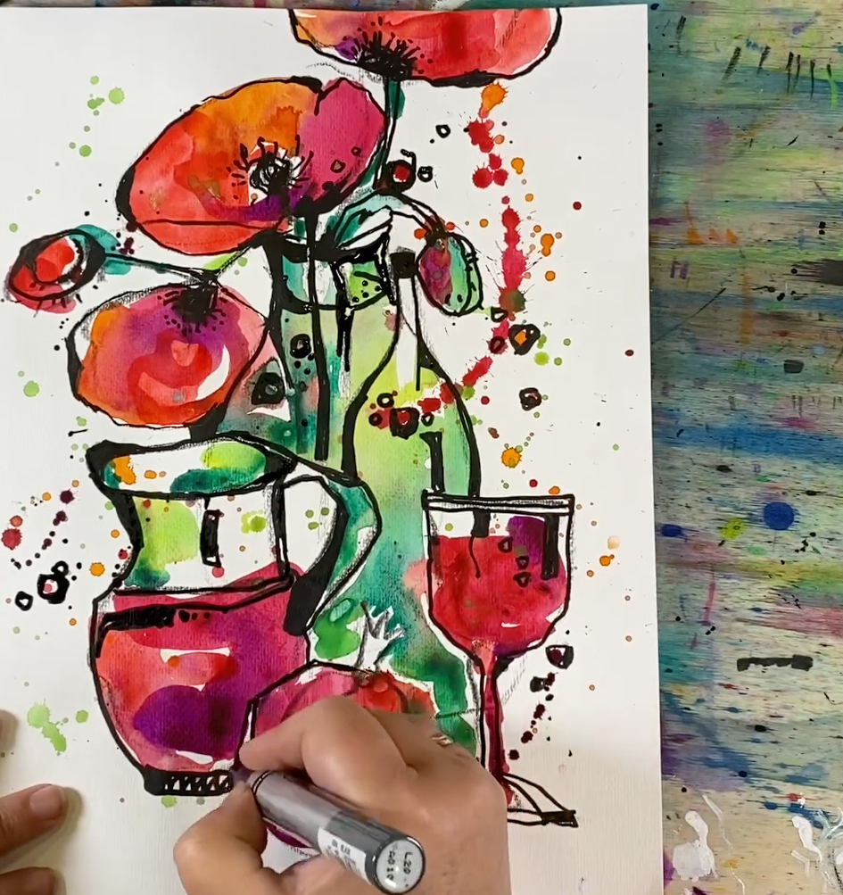 Натюрморт с маками и гранатом