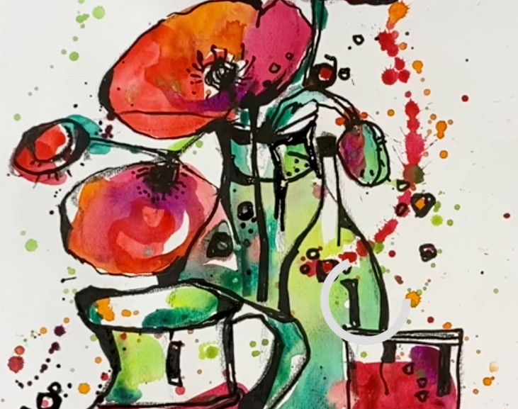 Натюрморт с маками и гранатом