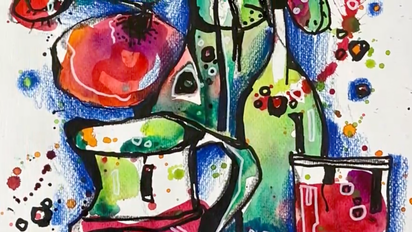 Натюрморт с маками и гранатом