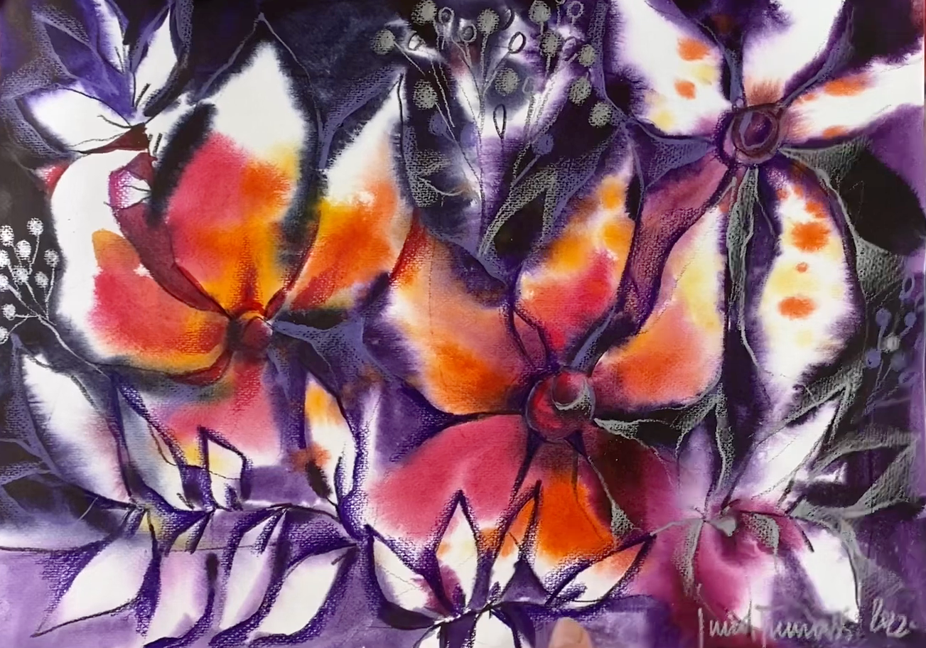 Мягкие цветы акварель