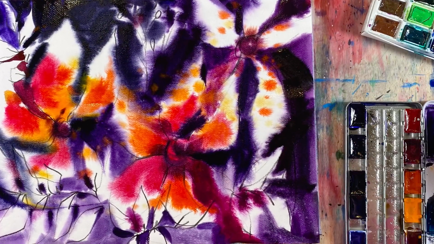 Мягкие цветы акварель