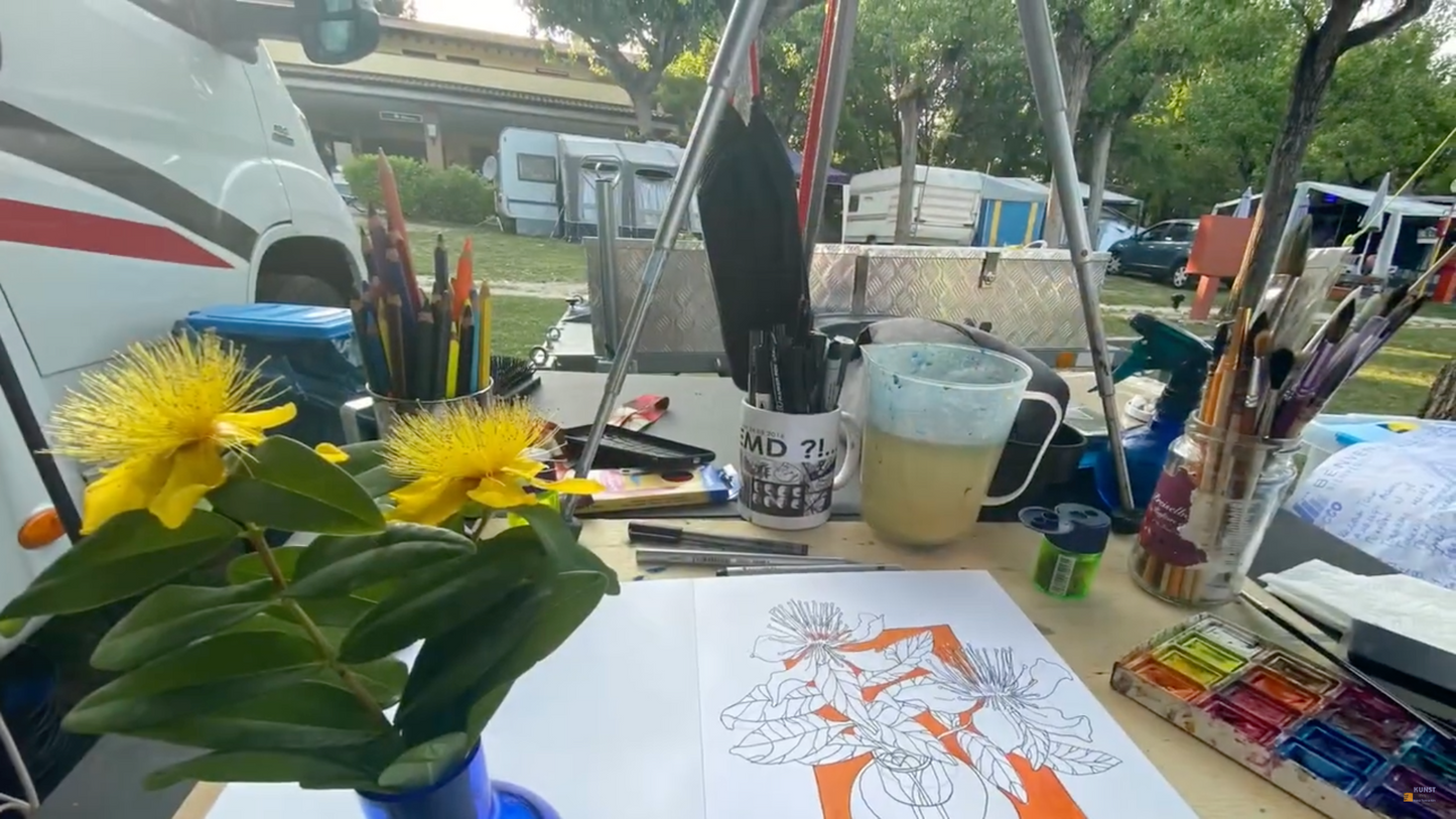 Желтые Итальянские цветы. Скетчинг. Графика. Поп Арт.Мастер-класс