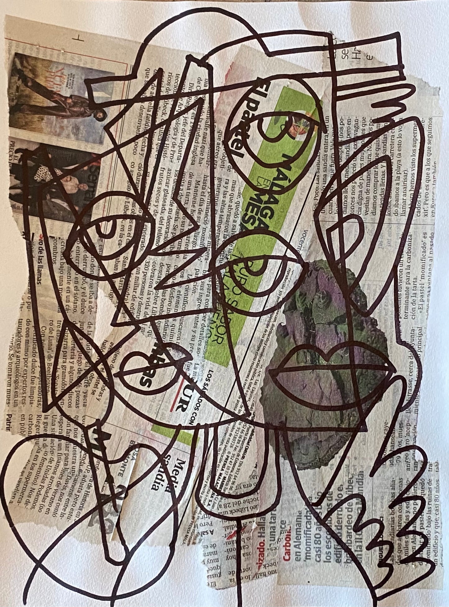 Кубизм. Абстракция. Лица. Смешанная техника