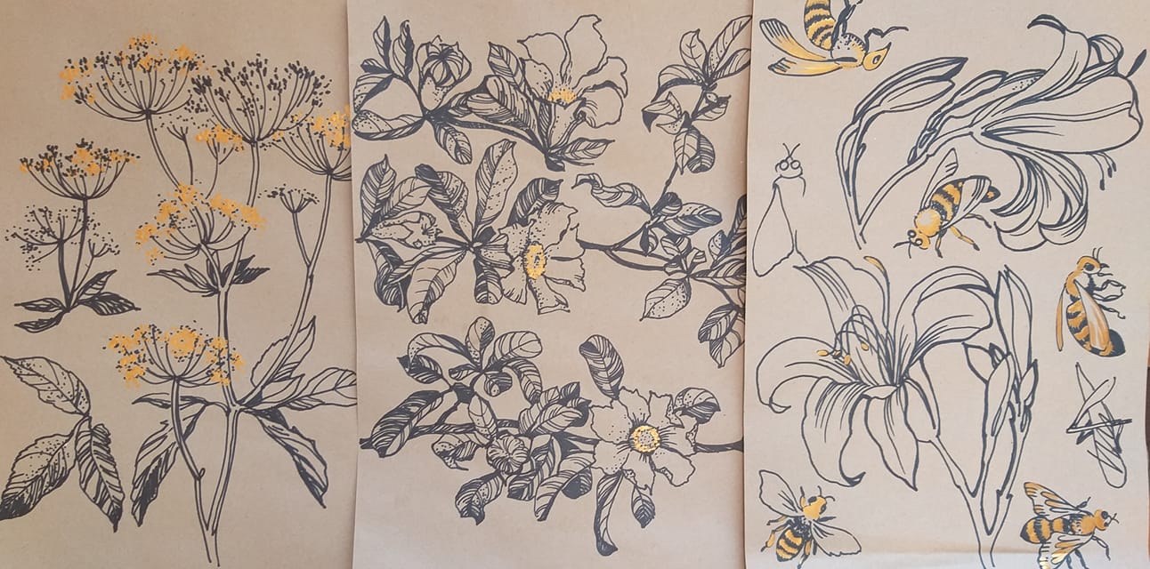 Графическая композиция виноградная лоза