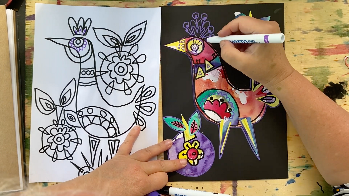 Коллаж. Птички с яблоками