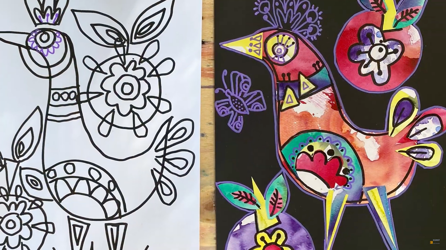 Коллаж. Птички с яблоками