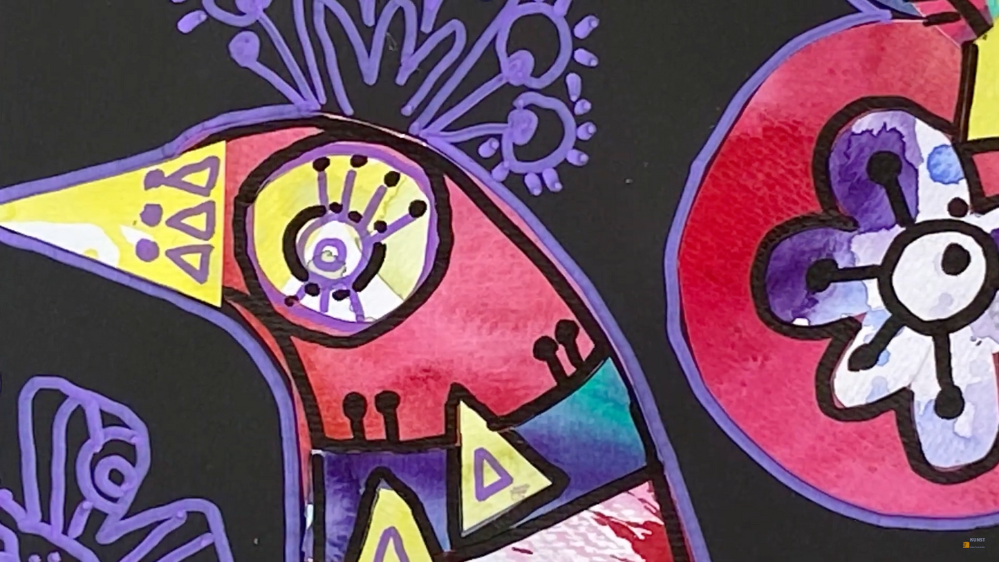 Коллаж. Птички с яблоками