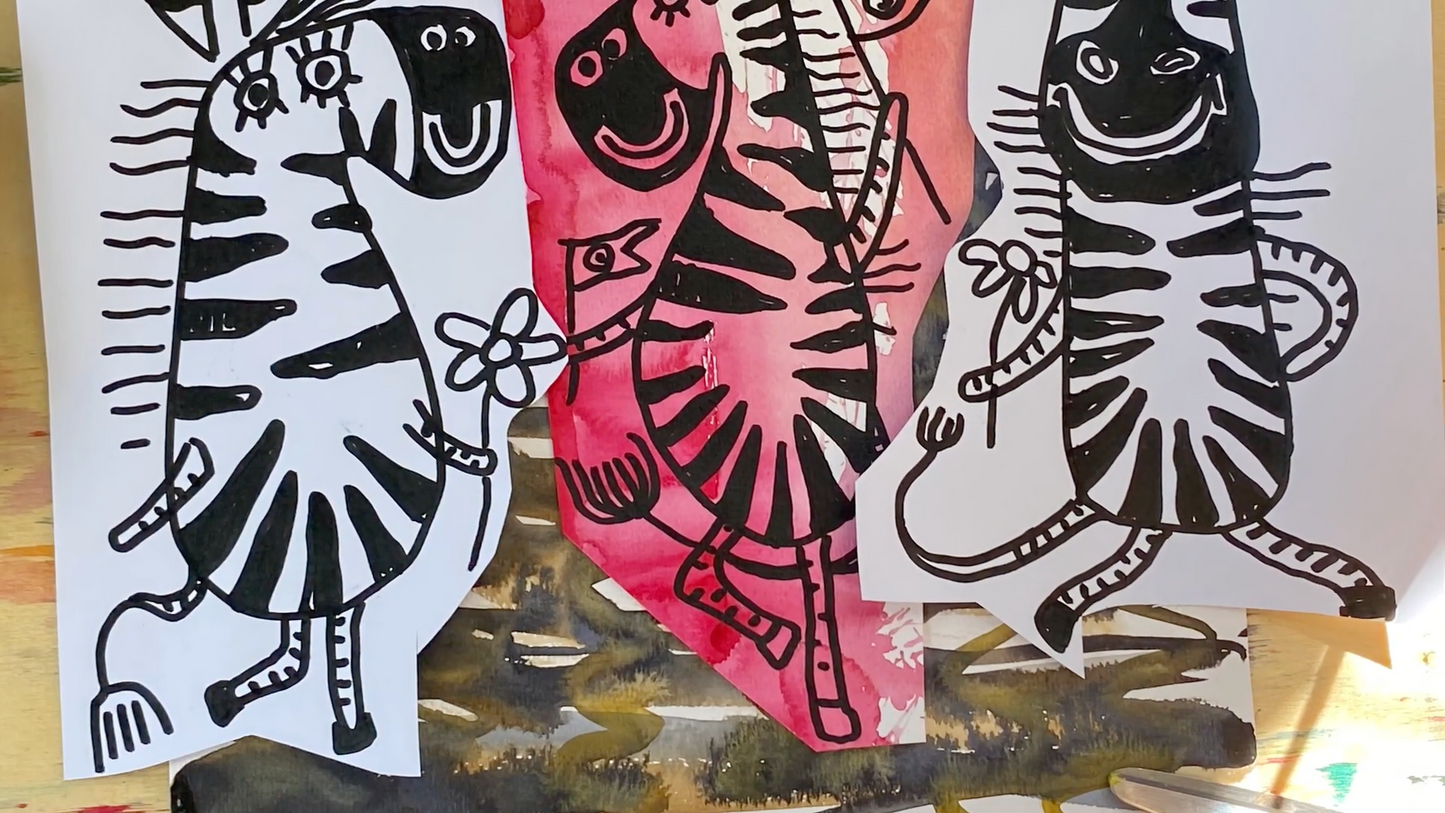 Мастер-класс Танцующие зебры. Коллаж