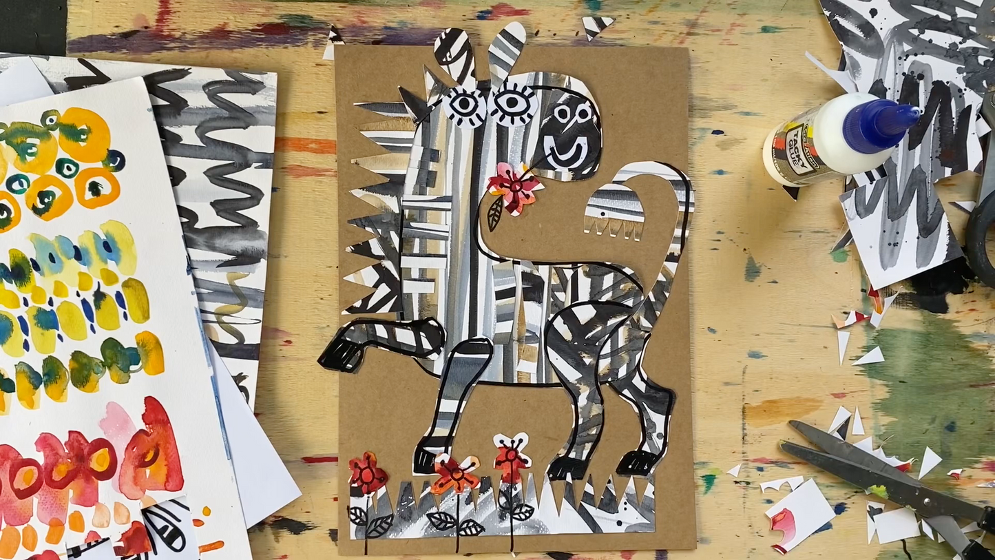 Мастер-класс Зебра. Креативный коллаж. Веселые животные