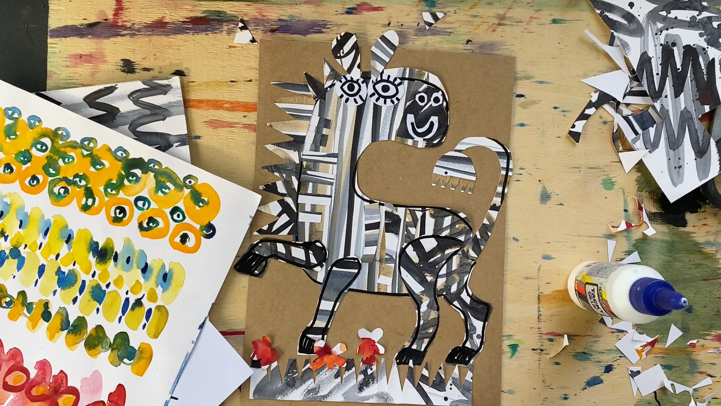 Мастер-класс Зебра. Креативный коллаж. Веселые животные