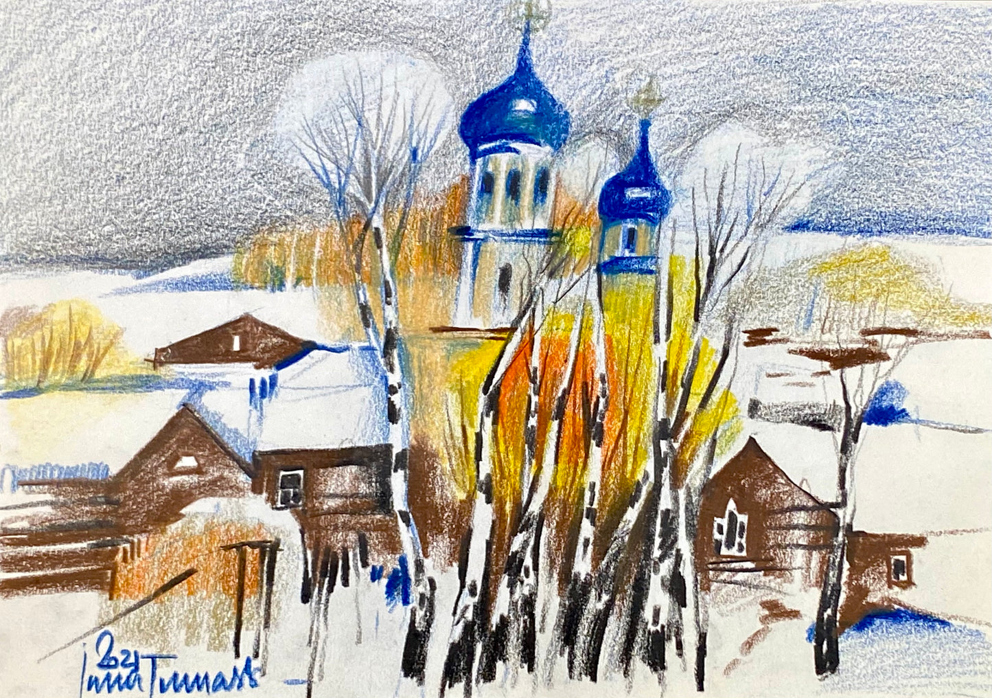 Марафон. Живопись цветными карандашами