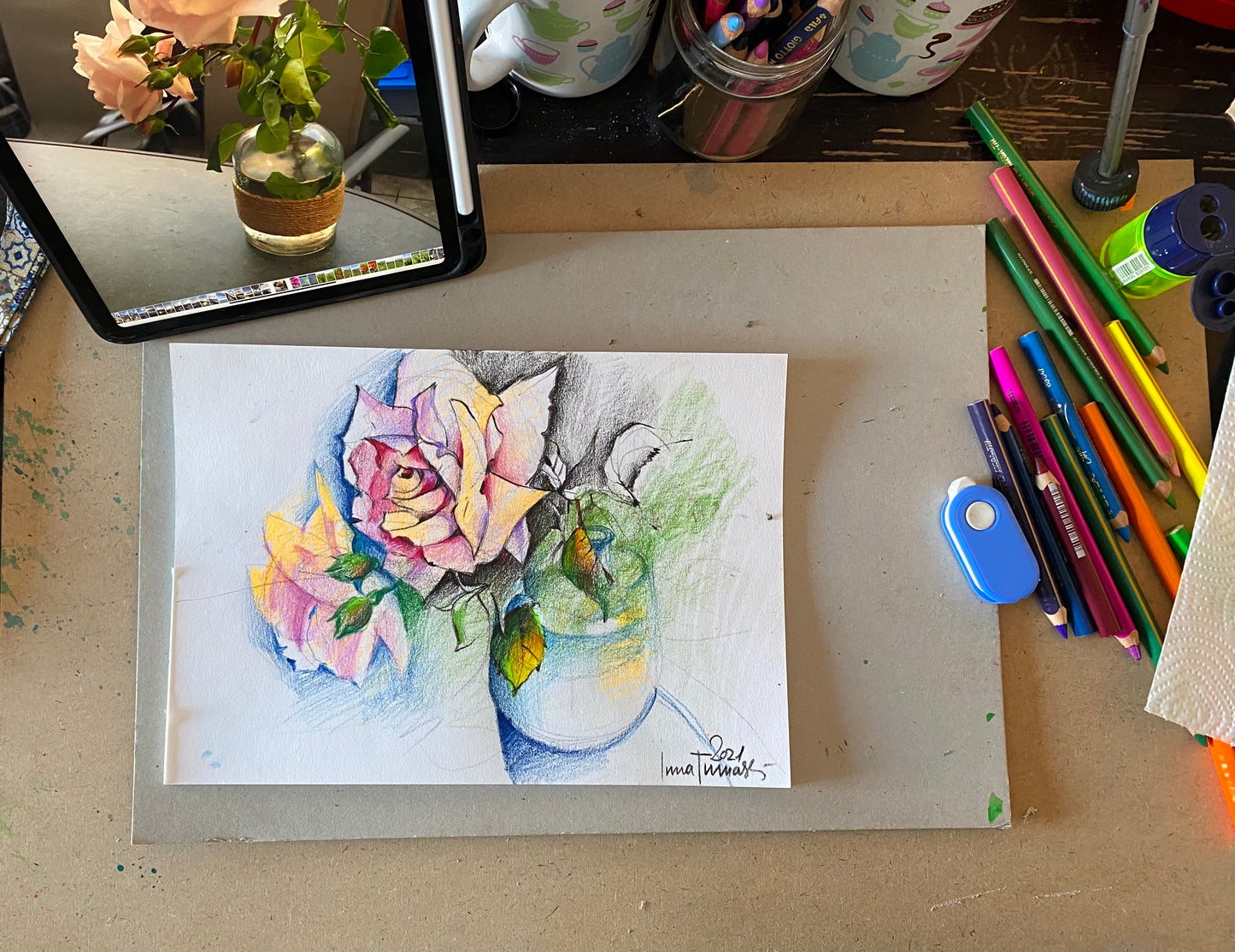 Марафон. Живопись цветными карандашами