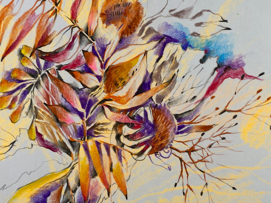 Живопись цветными карандашами. Осенний букет