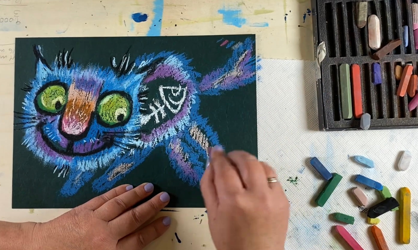 Очень синий кот. Мягкая пастель