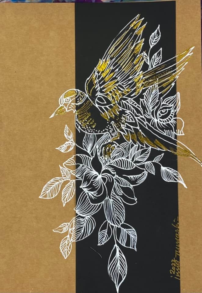 Композиция с птицей. Тема: Скетчинг. Графика. Поп Арт