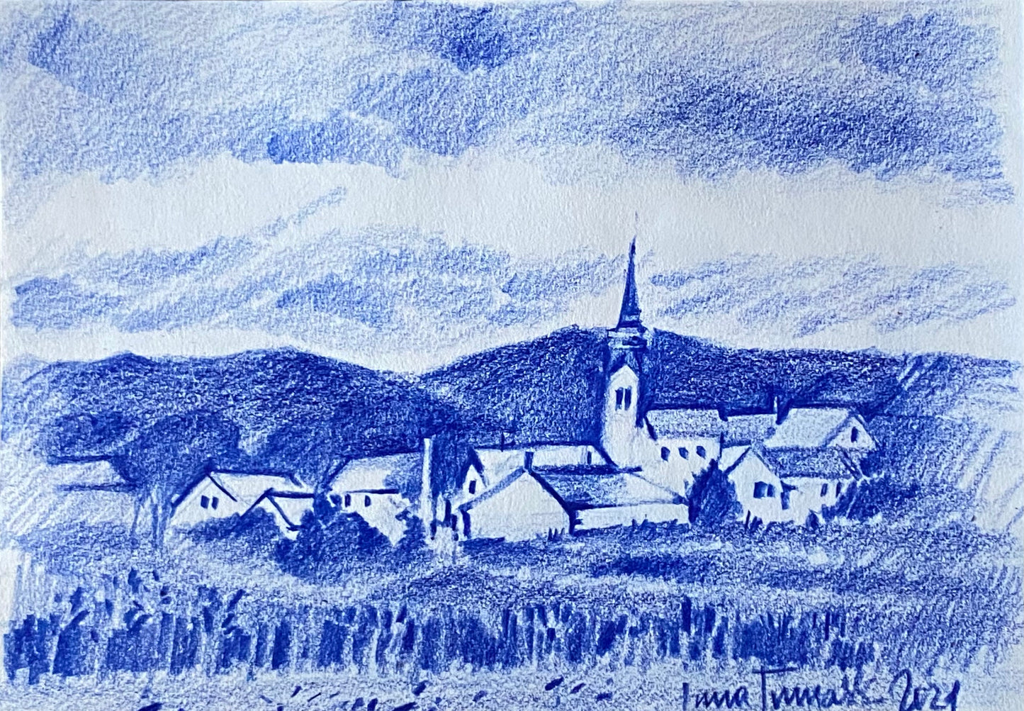 Марафон. Живопись цветными карандашами