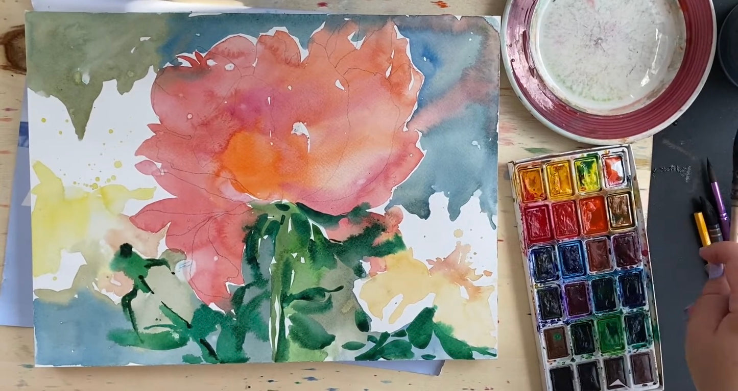 Чистая акварель. Июньские пионы