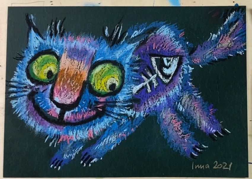 Очень синий кот. Мягкая пастель